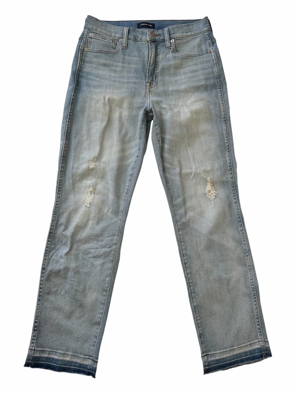 J. Crew Women's Vintage Straight Eco Jean High Rise Light Wash Distressed